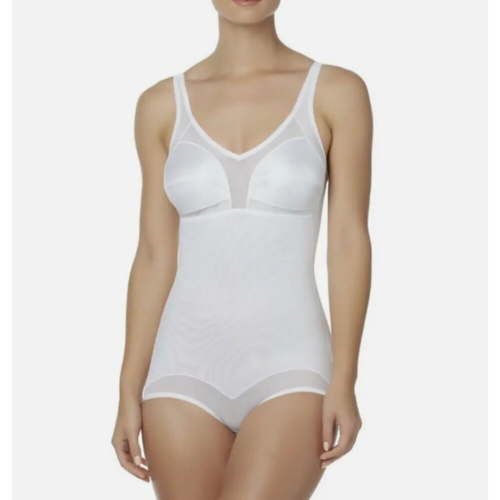 36C Long Tall Torso Shaper Shapewear White Extra Firm Control Compression NEW